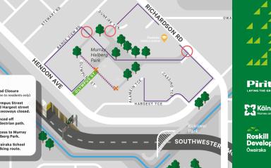 Temporary closure of Olympus Street in Ōwairaka
