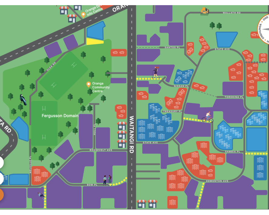 Map of Kāinga Ora developments and neighbourhoods